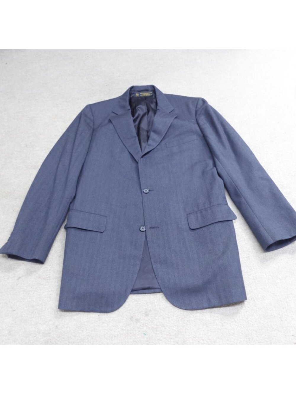 Vintage Brooks Brothers Jacket 44R Blue Herringbone 100% Wool Working Cuffs